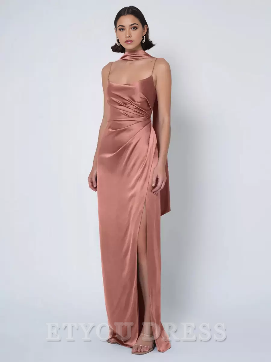 Sheath Satin Fabric Ball Gown Floor-Length formal dresses Bridesmaid Dresses evening gown Prom Dress